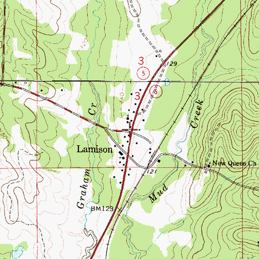 Topographic Map of Lamison Post Office, AL