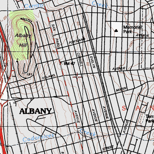 Topographic Map of Albany Branch Alameda County Library, CA