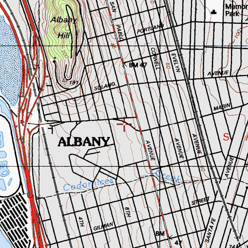 Topographic Map of Albany City Hall, CA