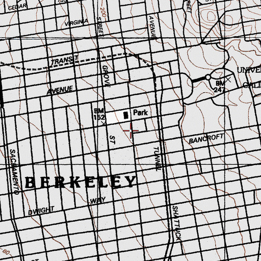 Topographic Map of Armstrong University, CA