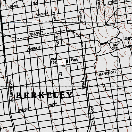 Topographic Map of Berkeley Post Office, CA