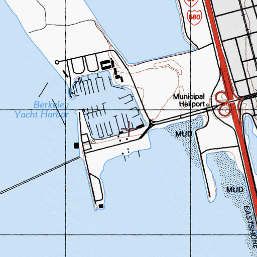 Topographic Map of Berkeley Yacht Club, CA