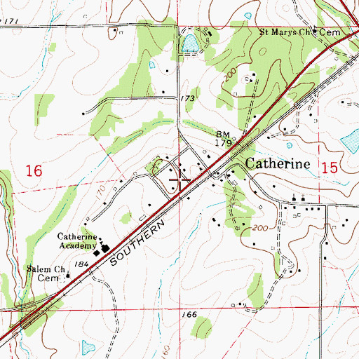 Topographic Map of Catherine Post Office, AL