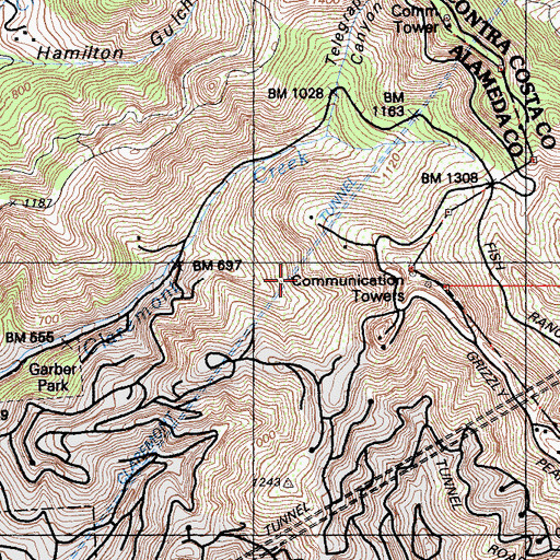 Topographic Map of Claremont Canyon Regional Preserve, CA