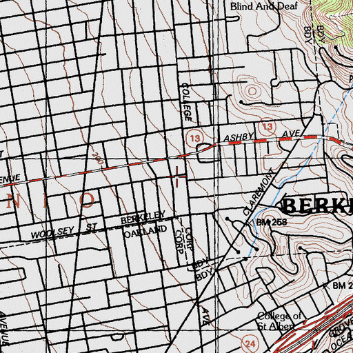 Topographic Map of Elmwood Post Office, CA