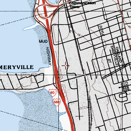 Topographic Map of Emeryville Market Place Shopping Center, CA