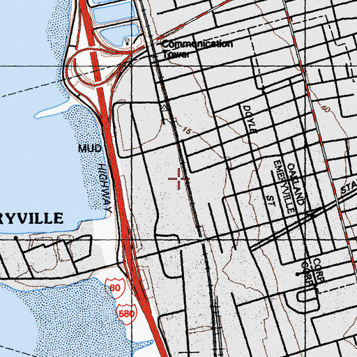 Topographic Map of Emeryville Post Office, CA