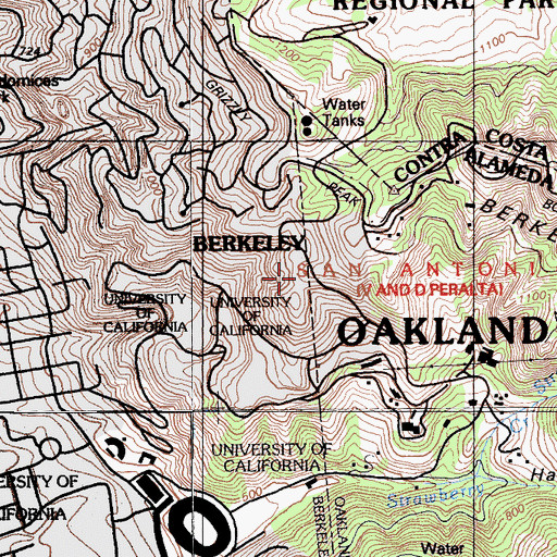 Topographic Map of Lawrence Hall of Science, CA