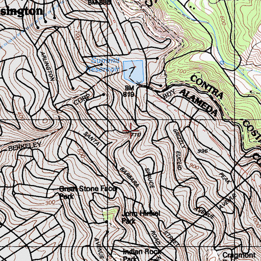Topographic Map of Michigan Park, CA