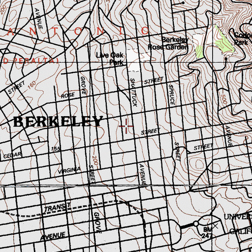 Topographic Map of North Berkeley Post Office, CA