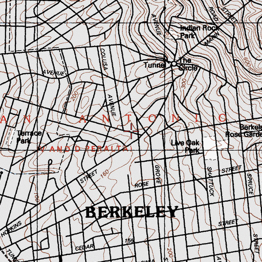 Topographic Map of North Branch Berkeley Public Library, CA