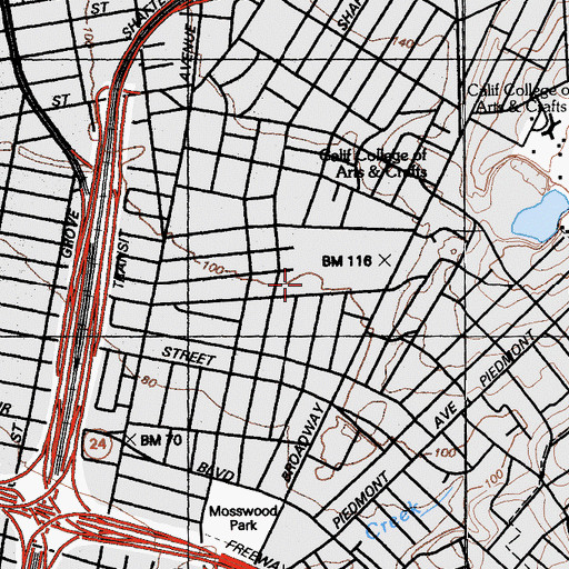 Topographic Map of Park Day School, CA