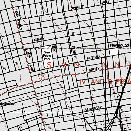 Topographic Map of Park Station Berkeley Post Office, CA