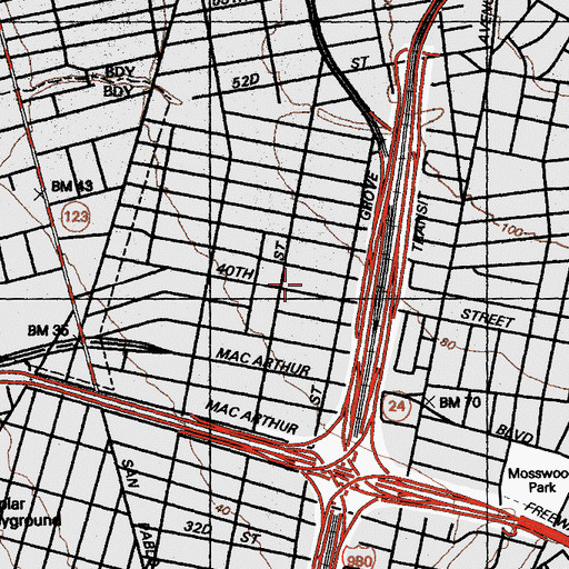 Topographic Map of Sacred Heart School, CA
