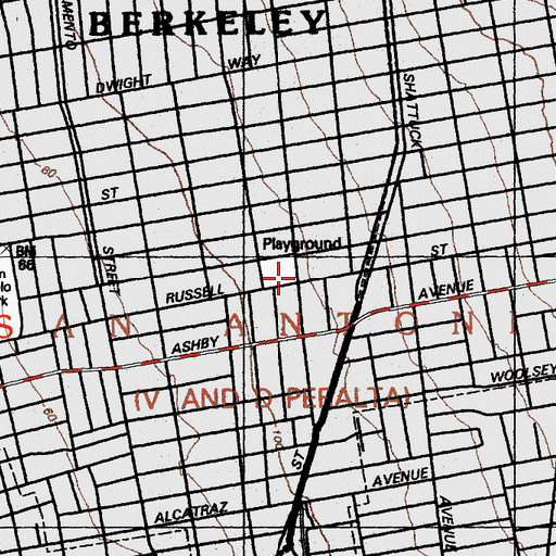 Topographic Map of South Branch Berkeley Public Library, CA