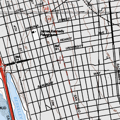 Topographic Map of A Station Berkeley Post Office, CA