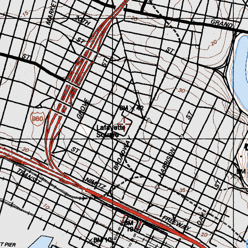 Topographic Map of Cityline Branch Oakland Public Library, CA