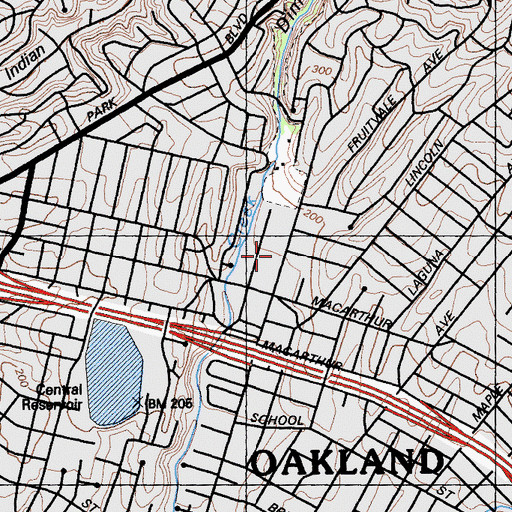 Topographic Map of Dimond Branch Oakland Public Library, CA