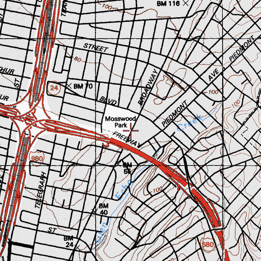 Topographic Map of Kaiser Permanente Oakland Medical Center, CA