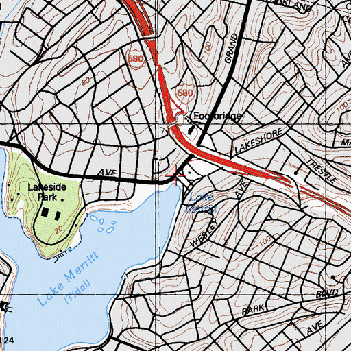 Topographic Map of Lakeview Branch Oakland Public Library, CA