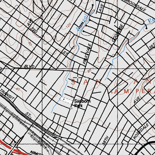 Topographic Map of Latin American Branch Oakland Public Library, CA