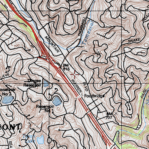 Topographic Map of Montclair Branch Oakland Public Library, CA