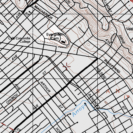 Topographic Map of Eastmont Mall Shopping Center, CA