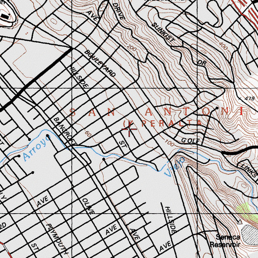 Topographic Map of Eastmont Post Office, CA