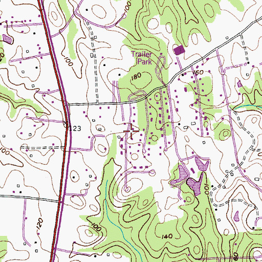 Topographic Map of Country Road Estates, MD