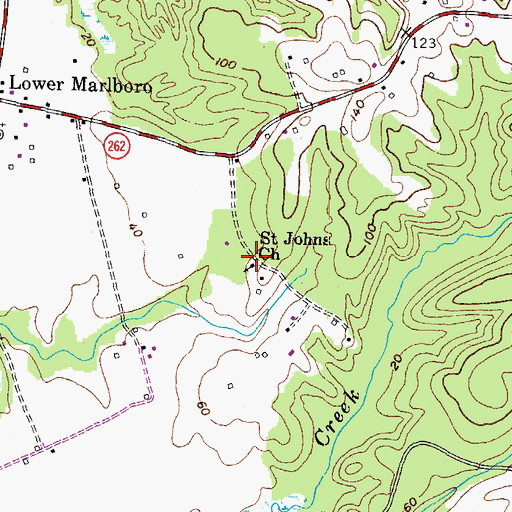 Topographic Map of Saint Johns School (historical), MD