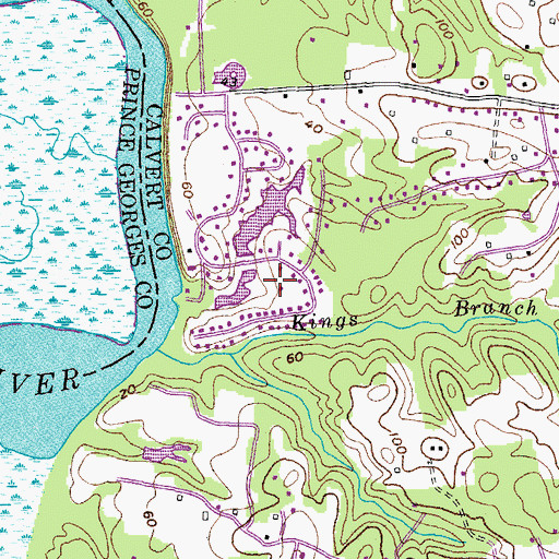 Topographic Map of Shores of Calvert, MD