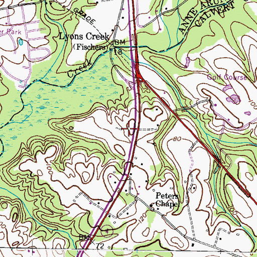 Topographic Map of Springfield, MD