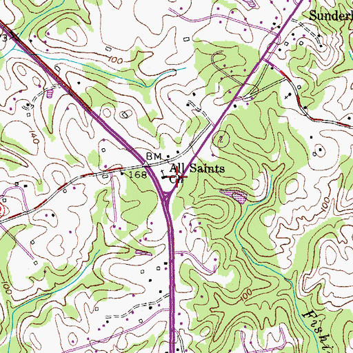 Topographic Map of All Saints Episcopal Church Cemetery, MD