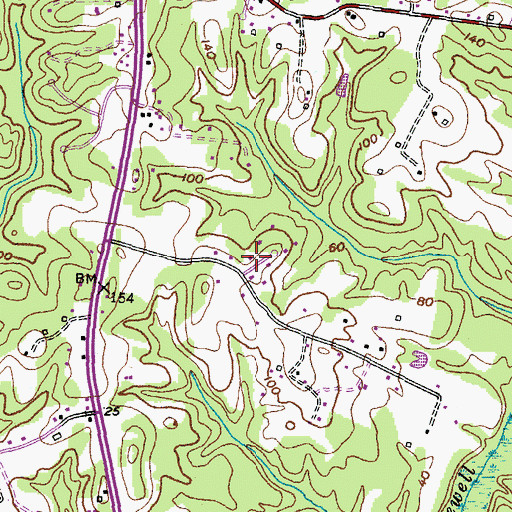 Topographic Map of Beverly Knolls, MD