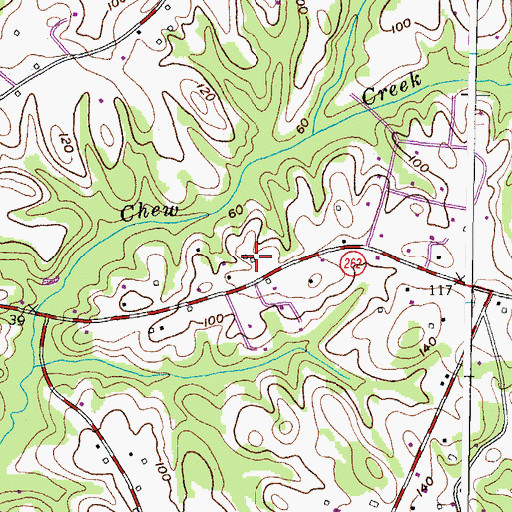 Topographic Map of Breezy Knoll Estates, MD