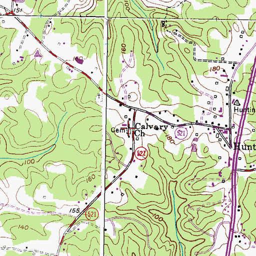 Topographic Map of Calvary Cemetery, MD