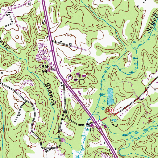 Topographic Map of The Calverton School, MD