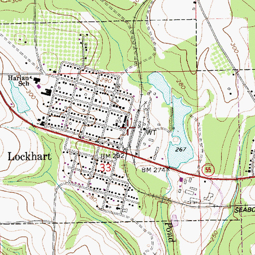 Topographic Map of Lockhart Post Office, AL