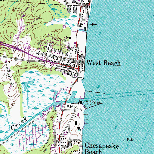 Topographic Map of Chesapeake Beach Town Hall, MD