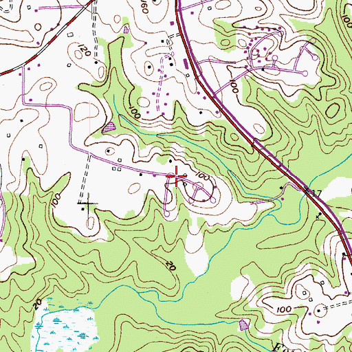 Topographic Map of Halls Hills, MD
