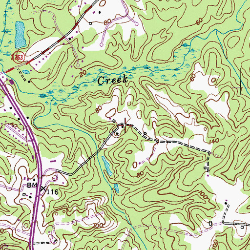 Topographic Map of Hunting Creek Farms, MD