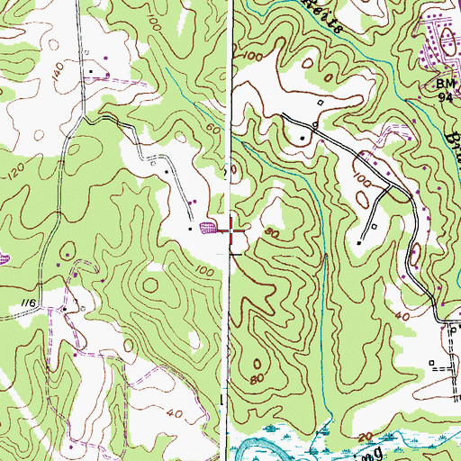 Topographic Map of Huntingfields Manor, MD