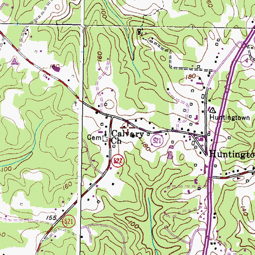 Topographic Map of Huntingtown Square, MD
