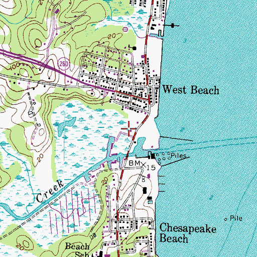 Topographic Map of Lynwood T Kellam Memorial Recreational Park, MD