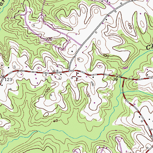 Topographic Map of Mill Branch Estates, MD