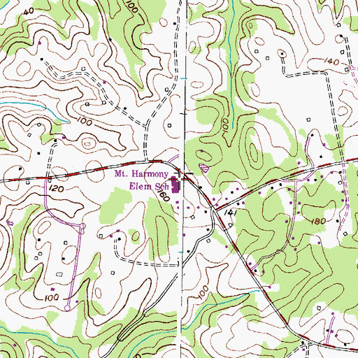 Topographic Map of Mount Harmony Elementary School, MD