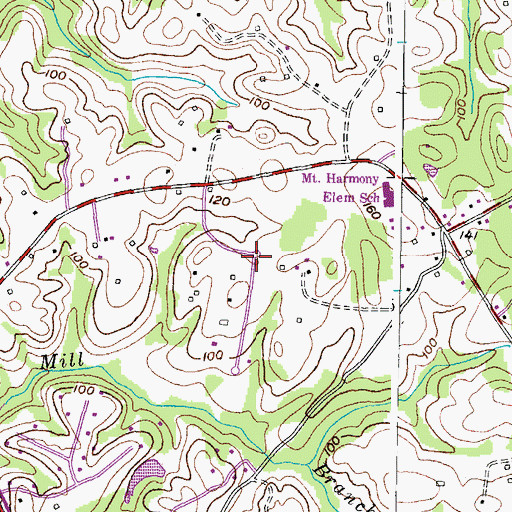 Topographic Map of Mount Harmony Estates, MD