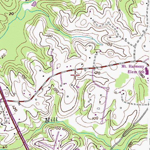 Topographic Map of Mount Harmony Hills, MD