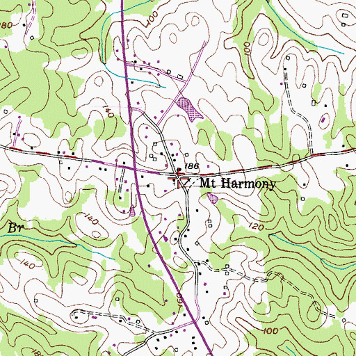 Topographic Map of Mount Harmony United Methodist Church, MD