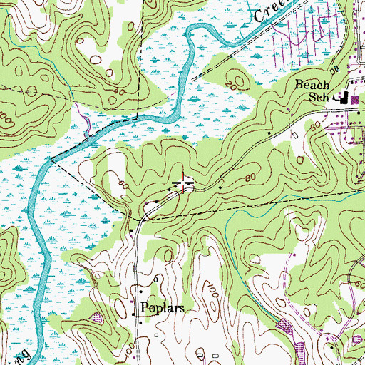 Topographic Map of Old Bayside, MD